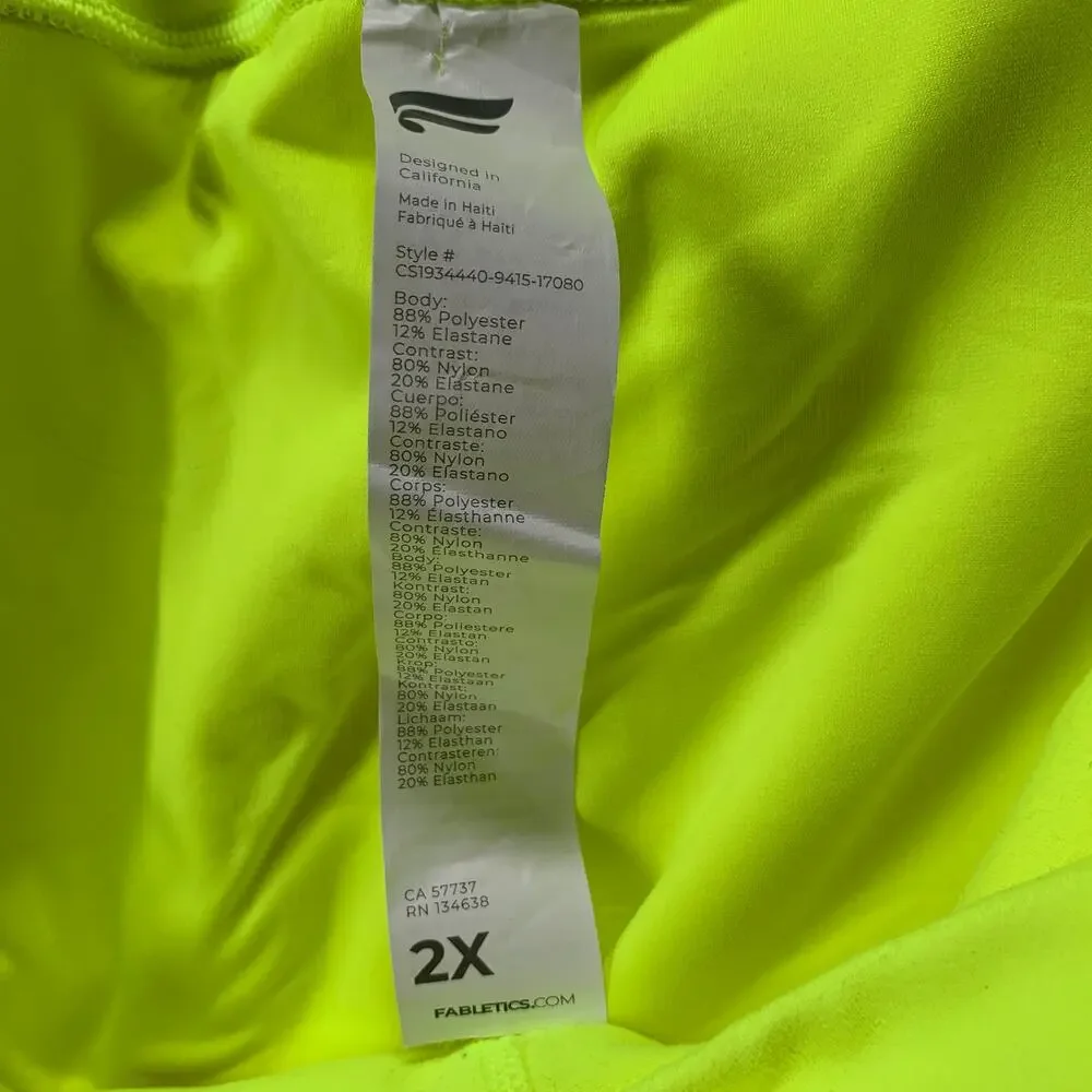 Fabletics neon yellow Power Hold On The Go High Waisted Capri leggings 2X 2XL - Picture 13 of 15